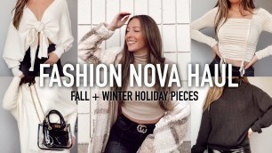 'FASHION NOVA HOLIDAY OUTFITS HAUL || Sweaters, Boots, Dresses, Holiday Outfits 2020'