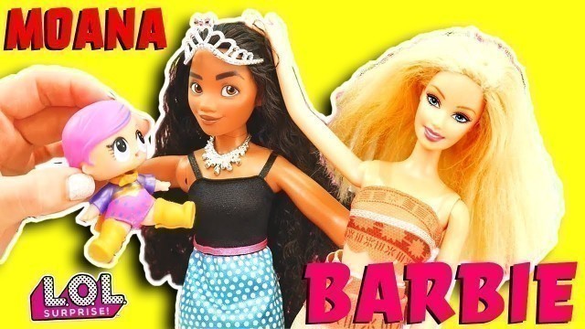 'Barbie Beach Fashion Show w Disney Princess Moana, LOL Surprise Baby Doll, Blind Bags & Learn Colors'
