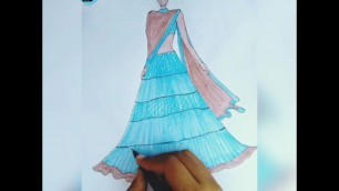 'Drawing Indian wear dress 