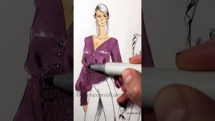 'Fashion sketch tutorial by ZEYNEP DENIZ-smocked blouse/marker rendering'