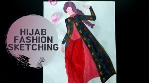 'How to draw hijab Fashion Sketch: sketching long tunic in hijab fashion'