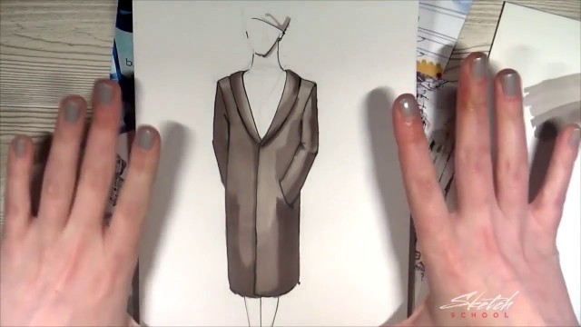 'Рисуем гардероб: верхняя одежда, платья, ткани (fashion-sketching) [Sketch School] - 17 урок'