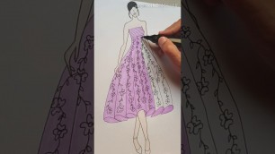 'Easy prom dress sketching/ Fashion illustration  of a prom dress / How to draw a prom dress'