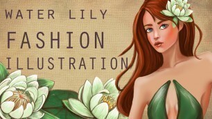 'Fashion Illustration - Amazon Water Lily Inspired Fashion Design Sketching and Painting in Photoshop'