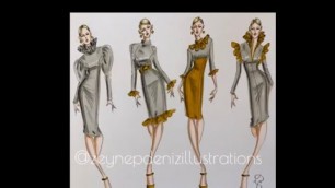 'Fashion sketch tutorial by ZEYNEP DENIZ-mini dress collection in markers'