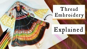 'Thread work Embroidery | Ethnic Wear | Fashion Illustration'