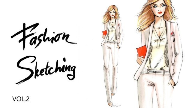 'Fashion sketching Офисный стиль Часть 2  Скетч белого брючного костюма'