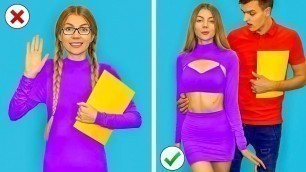 'OUTFIT HACKS TO BECOME POPULAR AT SCHOOL! Girls DIY Clothes Transformation Ideas by Mr Degree'