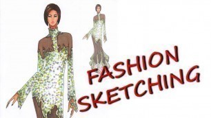 'Fashion sketch | Скетч одежды - Эскиз летнего платья | Inna Wolf'