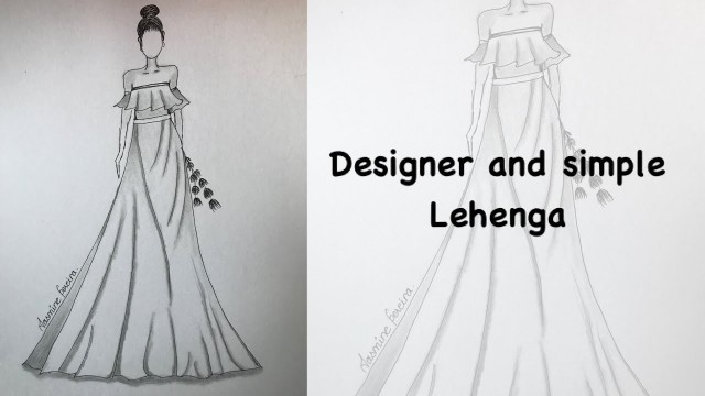 'How to sketch Designer & simple Lehenga Dress || fashion Illustration || Fashion Sketch.'