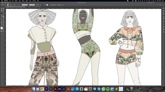 'DIGITAL FASHION ILLUSTRATION in Adobe Illustrator Part 6 - Colour, Print & Texture'