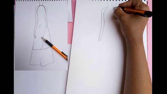 'simple and beautiful dress sketching'