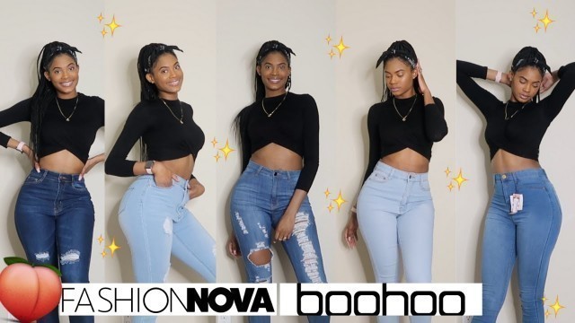 'FASHION NOVA & BOOHOO JEANS TRY ON HAUL // TALL GIRL FRIENDLY | US SIZE 5, 6, 7'