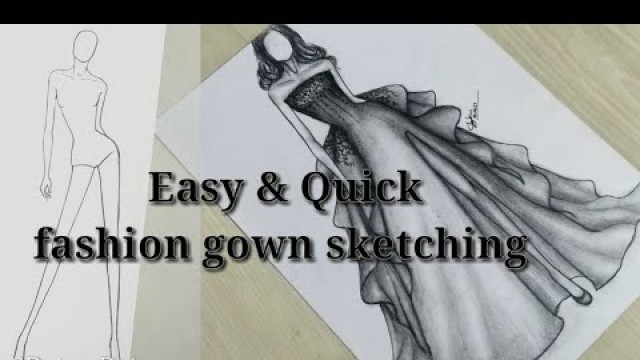 'fashion Illustration easy & quick  sketching | fashion dress sketch step by step for beginners |'
