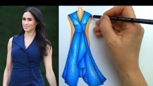 'Drawing of Meghan Markle dress - Fashion Sketching'