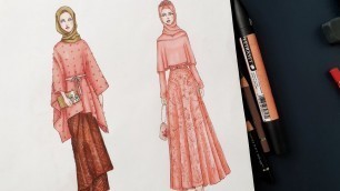 'Gambar Desain Baju Gamis Pesta Model Terbaru | Modest Evening Dress Fashion Illustration ❤️'