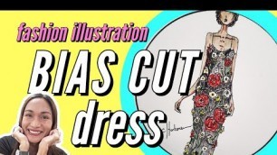 'Ep. 14 Bias Cut Dress | Fashion Illustration | Sketch | How to Draw | Fashion Design'