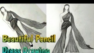 'How to draw Fashionable Pencil dress/Fashion Illustration Dress/Easy & Simple steps of drawing Dress'