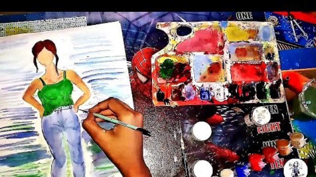 'fashion girl painting | dress sketching | acrylic painting | acrylic art | fashion girl painting'