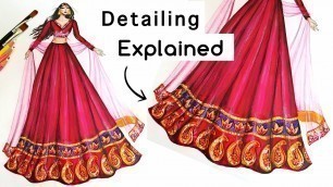 'How to draw Ethnic Wear | Detailing Explained | Fashion Illustration'