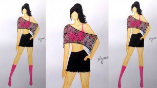'Fashion Illustration painting for beginners|| How to paint beautiful short dress'