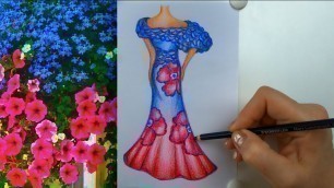 'How to Draw Original Dress - Speed Sketching'