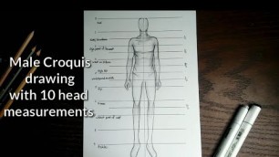'How to draw male croquis  with 10 head measurements for beginners | fashion figure sketch |'