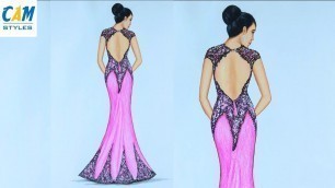 'Pink Dress Drawing | Fashion illustration techniques | Fashion illustration drawing'