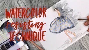 'How To Paint Watercolor Fashion Illustration for Beginners Water Resisting Technique Oil Pastels'