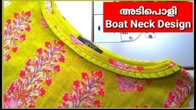 'Boat neck kurti design with pleats malayalam stitching EMODE'