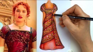 'Kate Winslet Dress Fashion Drawing - Fashion Sketch'