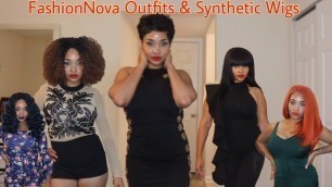 '7 FASHION NOVA OUTFITS 8 SYNTHETIC WIGS| MATCHING MY HAIR WITH MY OUTFIT'