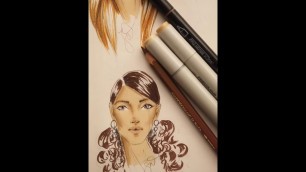 'Fashion sketch tutorial by ZEYNEP DENIZ-fashion face marker rendering'