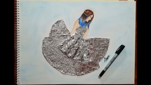 'Fashion illustration Metallica “dress made of tin foil step by step- sketch by Bano'