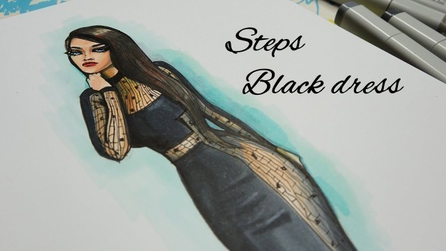 'Steps  in Fashion Illustration | Black dress'