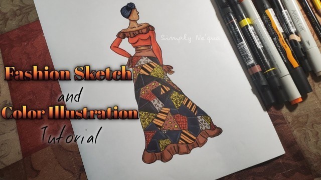 'African Quilted Fashion Sketch and Color Illustration Tutorial | Simply Ne\'qua'