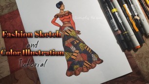 'African Quilted Fashion Sketch and Color Illustration Tutorial | Simply Ne\'qua'