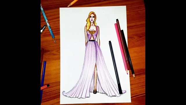 'Fashion Illustration : Draw a gown for beginners (easy)'