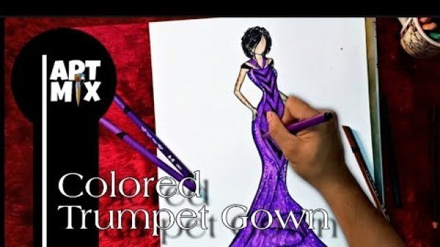 'Purple Trumpet Gown Fashion Sketching no.4'