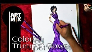 'Purple Trumpet Gown Fashion Sketching no.4'