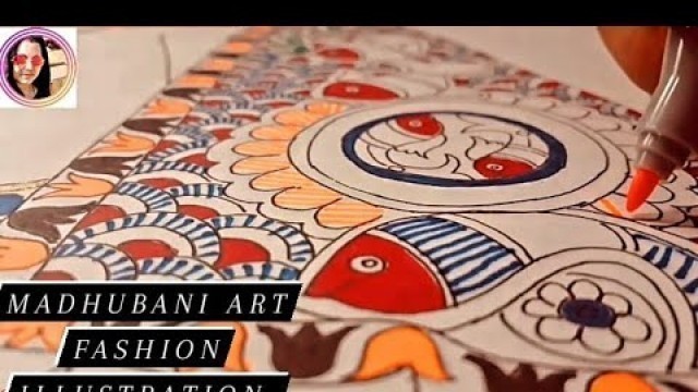 'Madhubani Art Fashion Illustration l Step by Step Drawing l Madhubani Art l'
