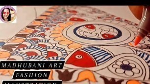'Madhubani Art Fashion Illustration l Step by Step Drawing l Madhubani Art l'