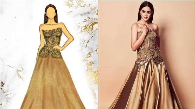 'Fashion illustration in PicsArt| Genelia D\'Souza| Fashion sketching'