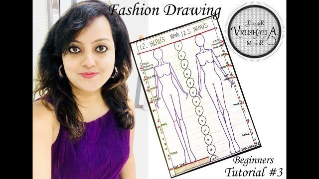 'How to Draw | 12 & 12.5 HEADS CROQUIS |Fashion drawing for beginners| TUTORIAL#3 | DesignerVrushaliA'