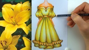 'Fashion Drawing of Yellow Dress - Fashion Sketching'