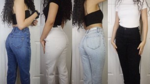 'flattering back to school mom jeans haul (fashion nova) ♡'