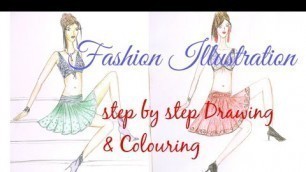 'Fashion Illustration Drawing and Colouring, Fashion Croquis  #fashionillustration #croquis'