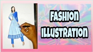 'Fashion illustration of Anarkali suit| Fashion designing| fashion sketching| Angarka style anarkali'