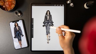'Procreate Digital Fashion illustration tutorial: Blouse & Leather Pants on iPad Pro'