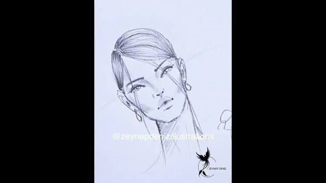 'Fashion sketch tutorial by ZEYNEP DENIZ-female fashion face/front view'